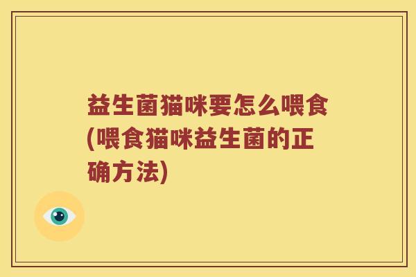 益生菌猫咪要怎么喂食(喂食猫咪益生菌的正确方法)