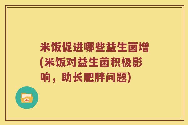 米饭促进哪些益生菌增(米饭对益生菌积极影响，助长肥胖问题)