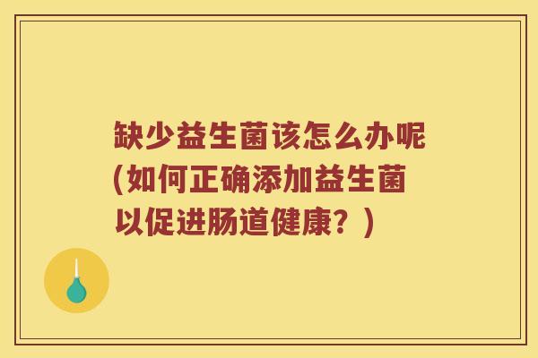 缺少益生菌该怎么办呢(如何正确添加益生菌以促进肠道健康？)