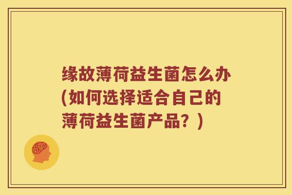 缘故薄荷益生菌怎么办(如何选择适合自己的薄荷益生菌产品？)