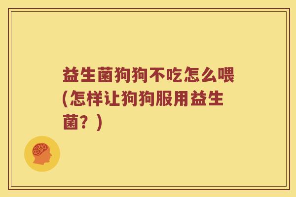 益生菌狗狗不吃怎么喂(怎样让狗狗服用益生菌？)