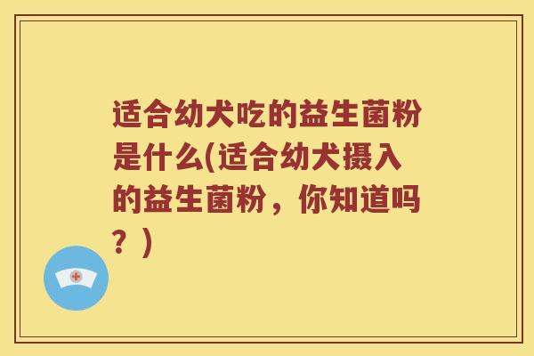 适合幼犬吃的益生菌粉是什么(适合幼犬摄入的益生菌粉，你知道吗？)