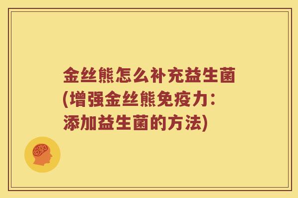 金丝熊怎么补充益生菌(增强金丝熊免疫力：添加益生菌的方法)