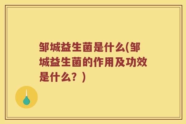邹城益生菌是什么(邹城益生菌的作用及功效是什么？)