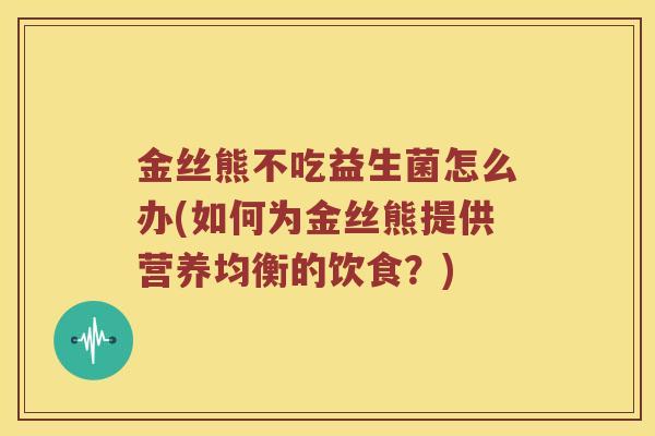 金丝熊不吃益生菌怎么办(如何为金丝熊提供营养均衡的饮食？)