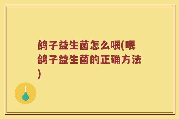 鸽子益生菌怎么喂(喂鸽子益生菌的正确方法)