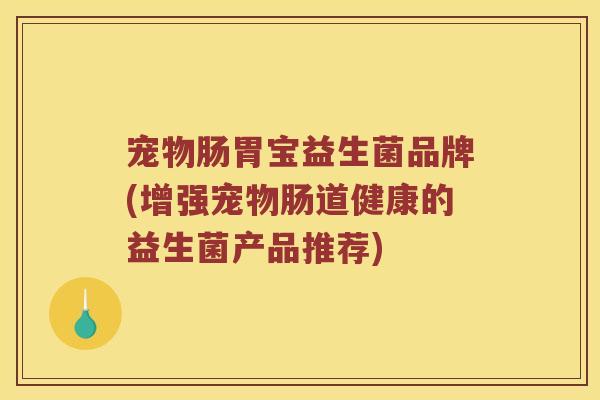 宠物肠胃宝益生菌品牌(增强宠物肠道健康的益生菌产品推荐)