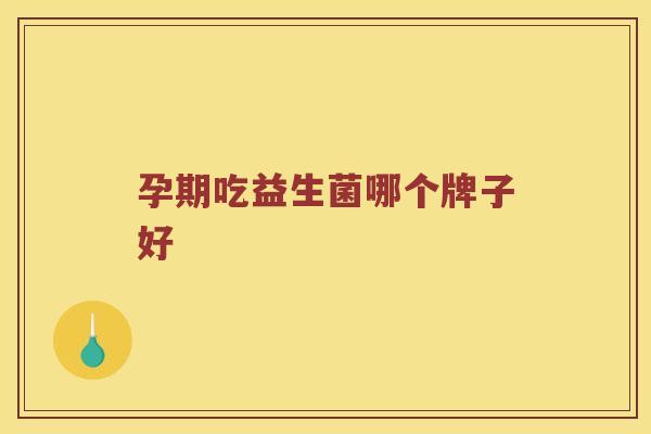 孕期吃益生菌哪个牌子好