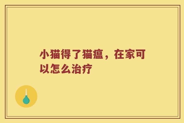 小猫得了猫瘟，在家可以怎么治疗