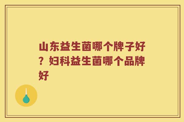 山东益生菌哪个牌子好？妇科益生菌哪个品牌好