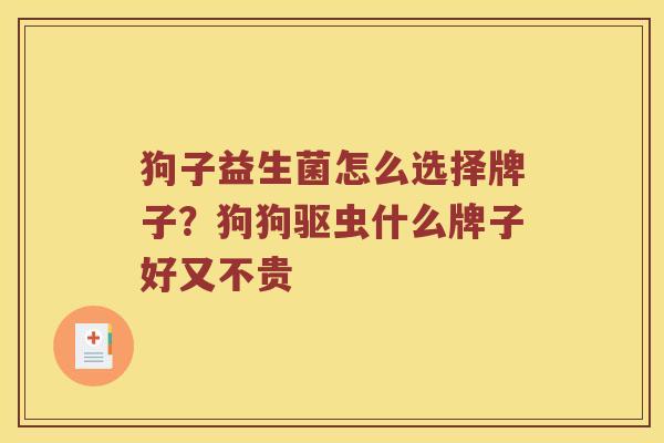 狗子益生菌怎么选择牌子？狗狗驱虫什么牌子好又不贵