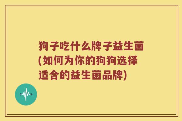 狗子吃什么牌子益生菌(如何为你的狗狗选择适合的益生菌品牌)