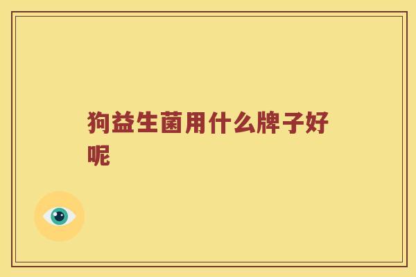 狗益生菌用什么牌子好呢