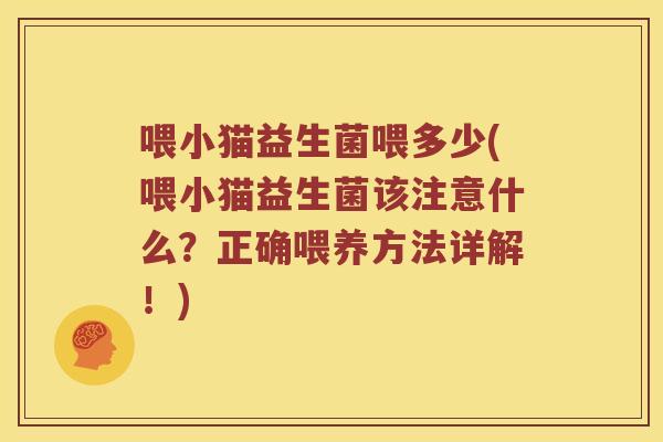 喂小猫益生菌喂多少(喂小猫益生菌该注意什么？正确喂养方法详解！)