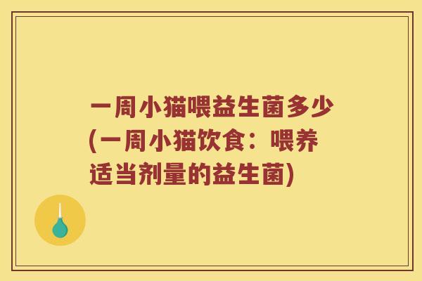 一周小猫喂益生菌多少(一周小猫饮食：喂养适当剂量的益生菌)