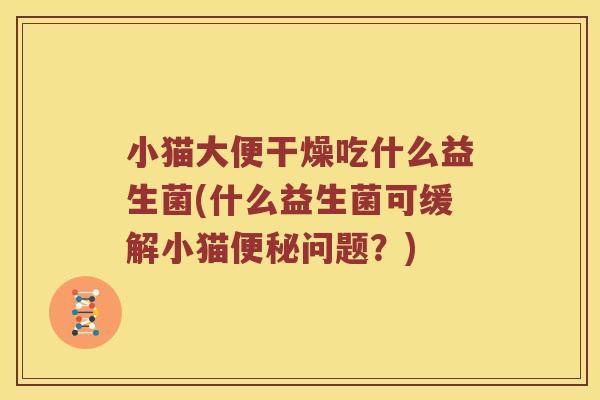 小猫大便干燥吃什么益生菌(什么益生菌可缓解小猫便秘问题？)