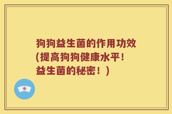 狗狗益生菌的作用功效(提高狗狗健康水平！益生菌的秘密！)