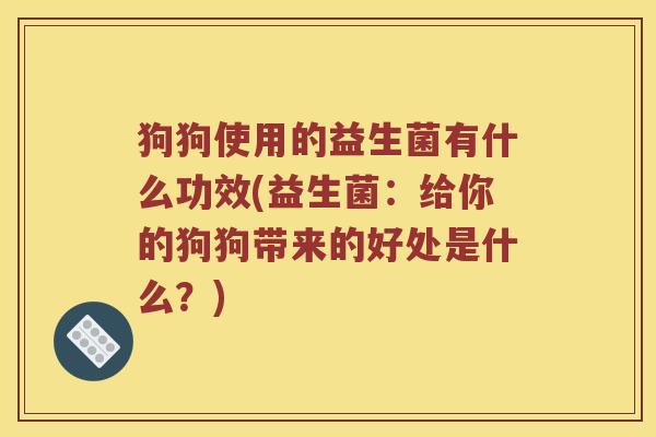狗狗使用的益生菌有什么功效(益生菌：给你的狗狗带来的好处是什么？)