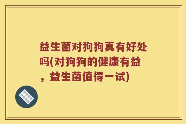 益生菌对狗狗真有好处吗(对狗狗的健康有益，益生菌值得一试)