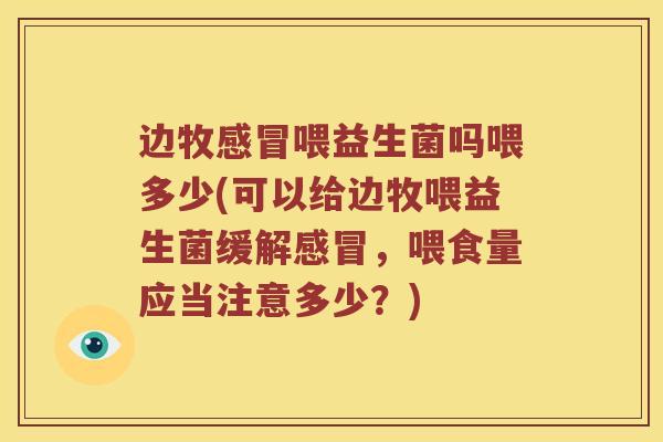 边牧感冒喂益生菌吗喂多少(可以给边牧喂益生菌缓解感冒，喂食量应当注意多少？)