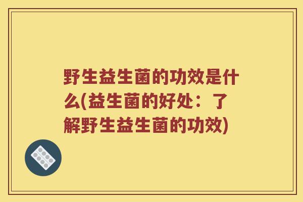 野生益生菌的功效是什么(益生菌的好处：了解野生益生菌的功效)