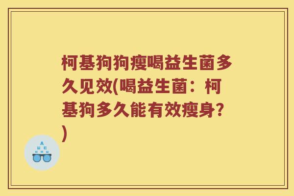 柯基狗狗瘦喝益生菌多久见效(喝益生菌：柯基狗多久能有效瘦身？)