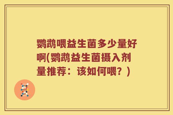 鹦鹉喂益生菌多少量好啊(鹦鹉益生菌摄入剂量推荐：该如何喂？)