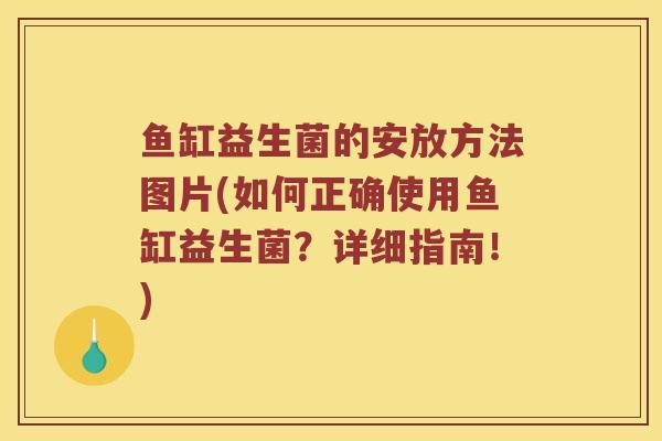 鱼缸益生菌的安放方法图片(如何正确使用鱼缸益生菌？详细指南！)