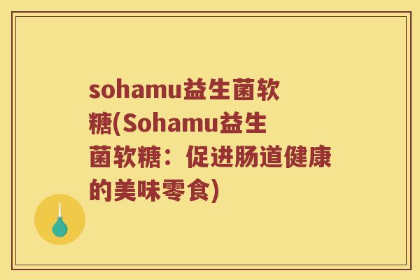 sohamu益生菌软糖(Sohamu益生菌软糖:促进肠道健康的美味零食) sohamu益生菌软糖(Sohamu益生菌软糖:促进肠道健康的美味零食)