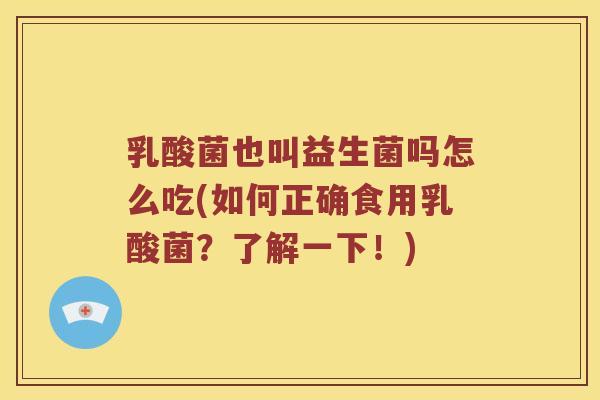 乳酸菌也叫益生菌吗怎么吃(如何正确食用乳酸菌？了解一下！)