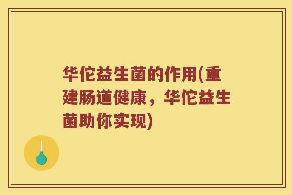 华佗益生菌的作用(重建肠道健康，华佗益生菌助你实现)