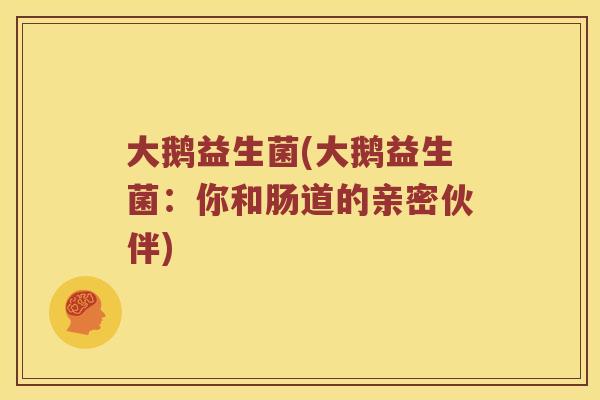 大鹅益生菌(大鹅益生菌：你和肠道的亲密伙伴)