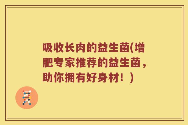 吸收长肉的益生菌(增肥专家推荐的益生菌，助你拥有好身材！)