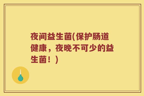 夜间益生菌(保护肠道健康，夜晚不可少的益生菌！)