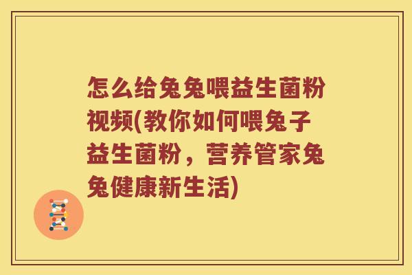 怎么给兔兔喂益生菌粉视频(教你如何喂兔子益生菌粉，营养管家兔兔健康新生活)