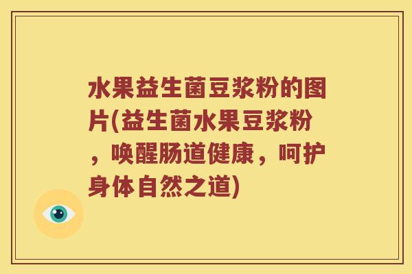 水果益生菌豆浆粉的图片(益生菌水果豆浆粉，唤醒肠道健康，呵护身体自然之道)