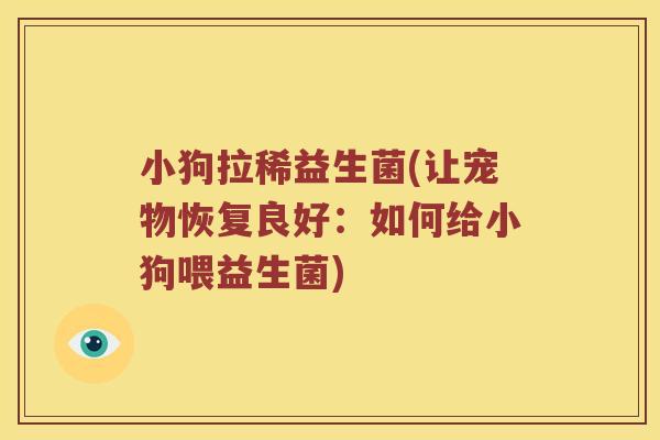 小狗拉稀益生菌(让宠物恢复良好:如何给小狗喂益生菌) 小狗拉稀益生菌(让宠物恢复良好:如何给小狗喂益生菌)