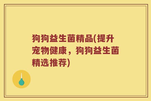 狗狗益生菌精品(提升宠物健康，狗狗益生菌精选推荐)