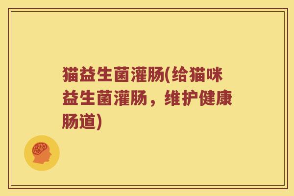 猫益生菌灌肠(给猫咪益生菌灌肠，维护健康肠道)