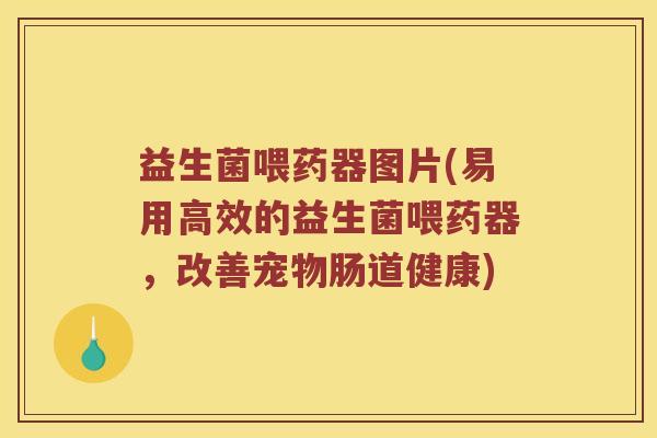 益生菌喂药器图片(易用高效的益生菌喂药器，改善宠物肠道健康)
