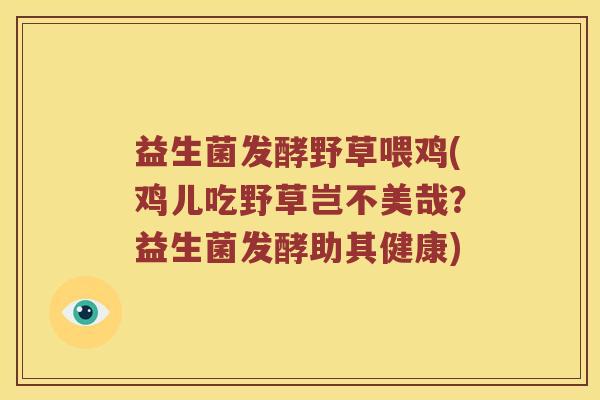 益生菌发酵野草喂鸡(鸡儿吃野草岂不美哉？益生菌发酵助其健康)