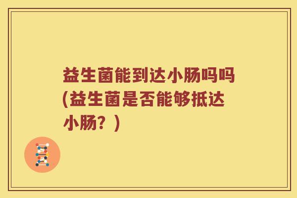 益生菌能到达小肠吗吗(益生菌是否能够抵达小肠？)