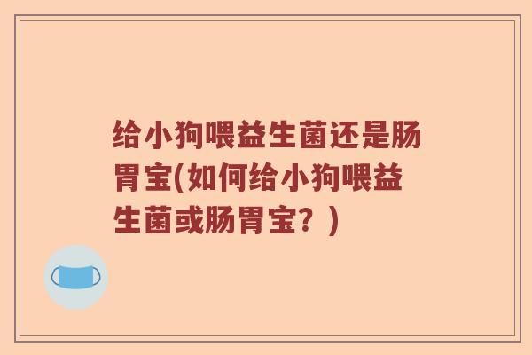 给小狗喂益生菌还是肠胃宝(如何给小狗喂益生菌或肠胃宝？)