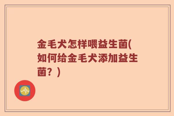 金毛犬怎样喂益生菌(如何给金毛犬添加益生菌？)