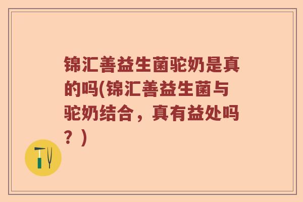 锦汇善益生菌驼奶是真的吗(锦汇善益生菌与驼奶结合，真有益处吗？)