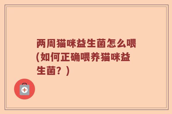 两周猫咪益生菌怎么喂(如何正确喂养猫咪益生菌?) 两周猫咪益生菌怎么喂(如何正确喂养猫咪益生菌?)