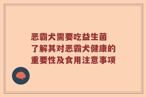 恶霸犬需要吃益生菌 了解其对恶霸犬健康的重要性及食用注意事项
