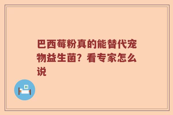 巴西莓粉真的能替代宠物益生菌？看专家怎么说
