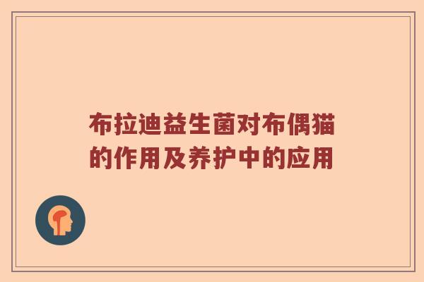 布拉迪益生菌对布偶猫的作用及养护中的应用