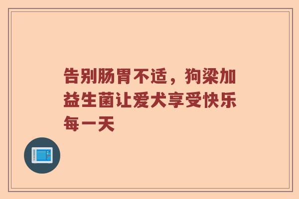 告别肠胃不适，狗梁加益生菌让爱犬享受快乐每一天